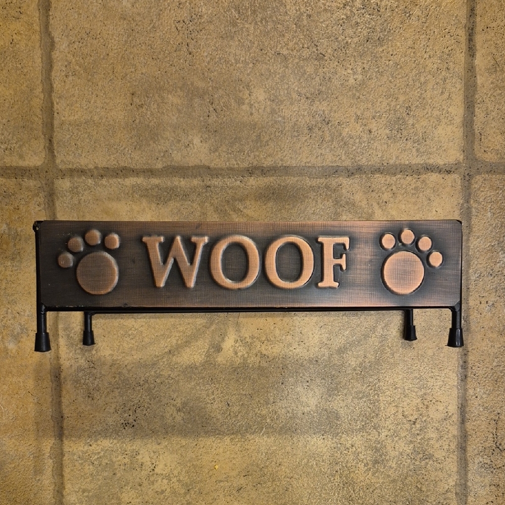 Rustic Brown 'Woof' Dog Bowl